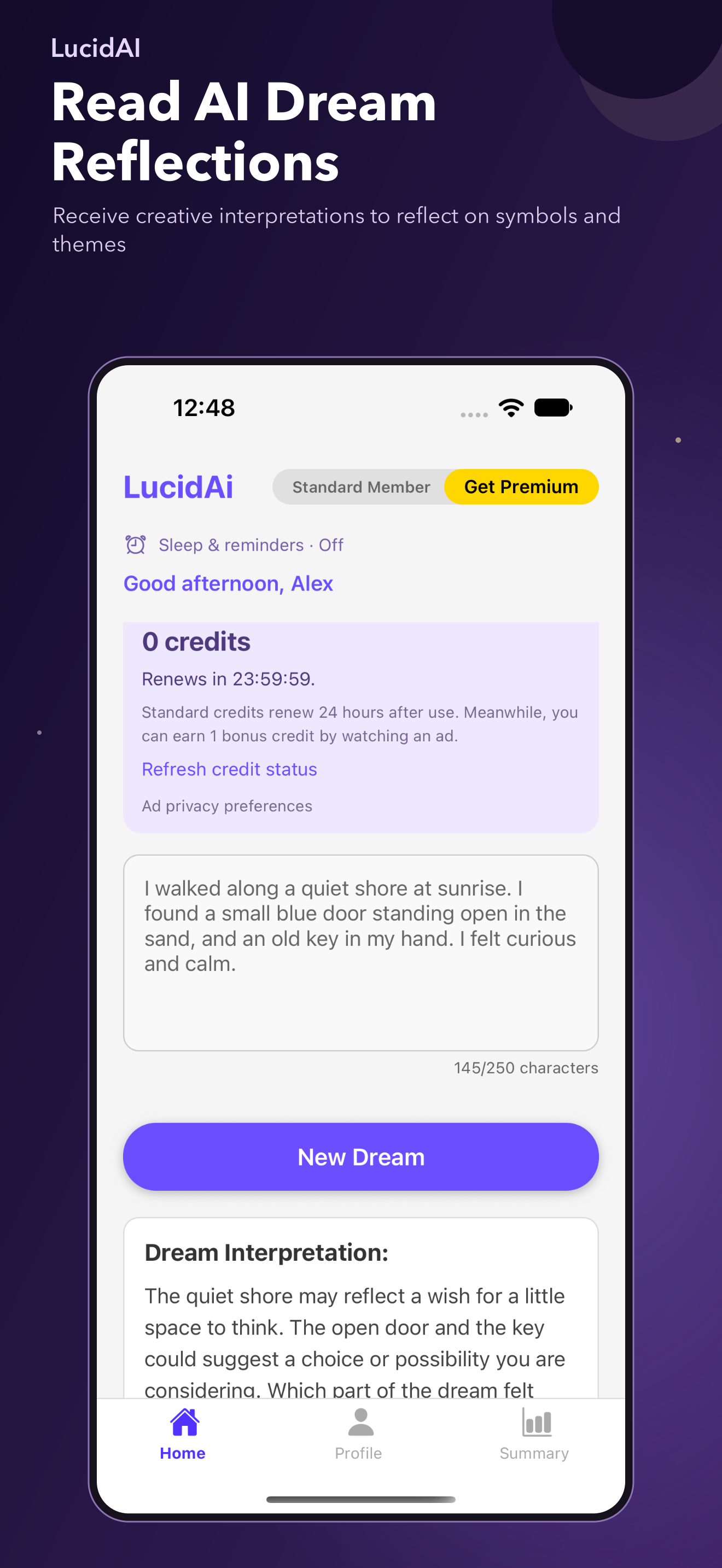 LucidAI interpretation of a fictional dream